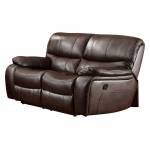 Pecos Double Reclining Love Seat - Leather Gel Match - Dark Brown